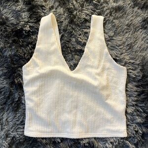 White Ribbed Women's Lounge Top